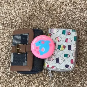 2 wallets and one dolphin coin purse
